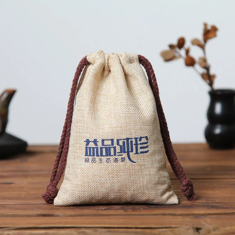 factory directly manufacture small drawstring organic hemp burlap linen gift bag for jewelry watch gifts