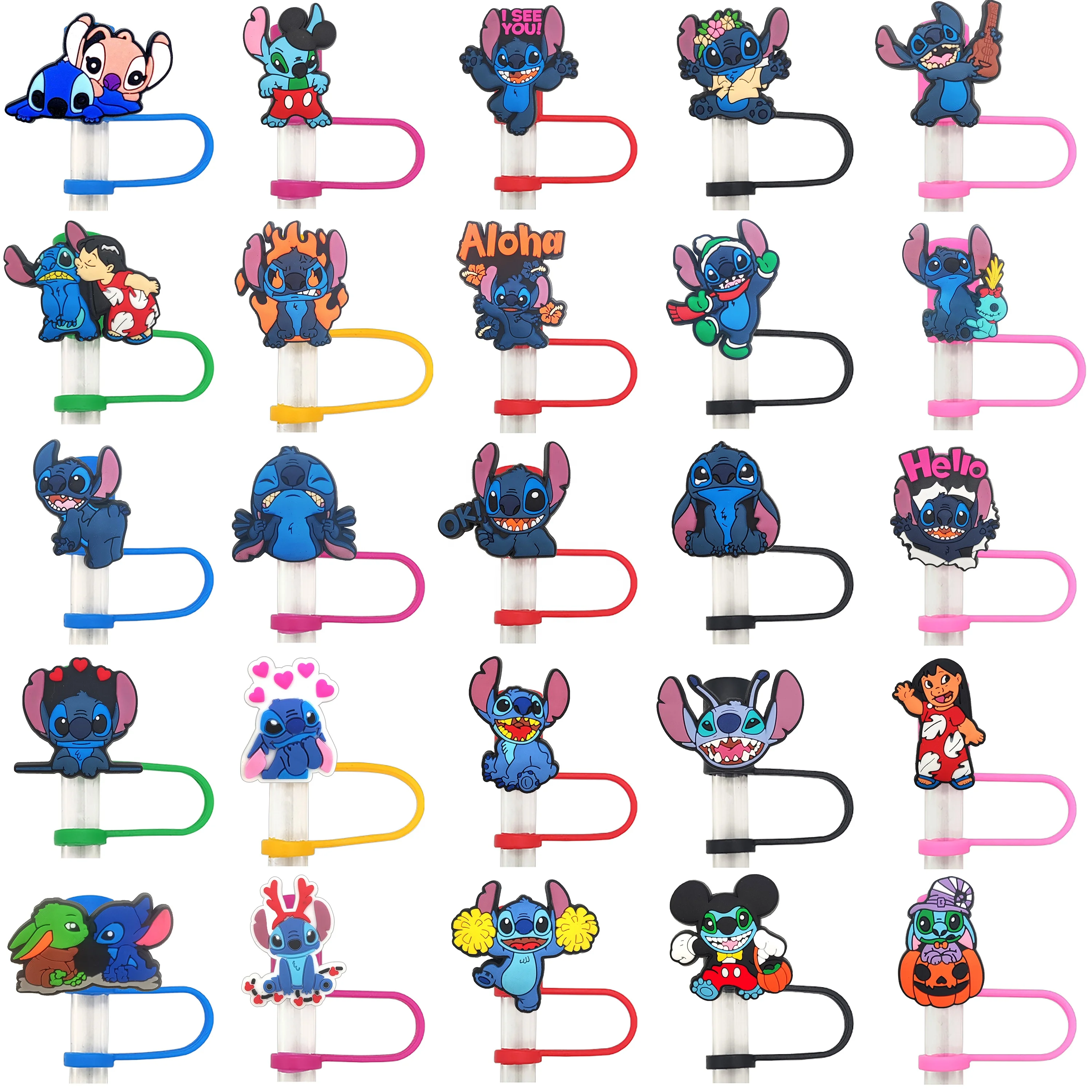 Wholesale 10mm Custom Straw Topper For Tumbers Anime Silicone Straw Toppers Halloween Straw Toppers Charms