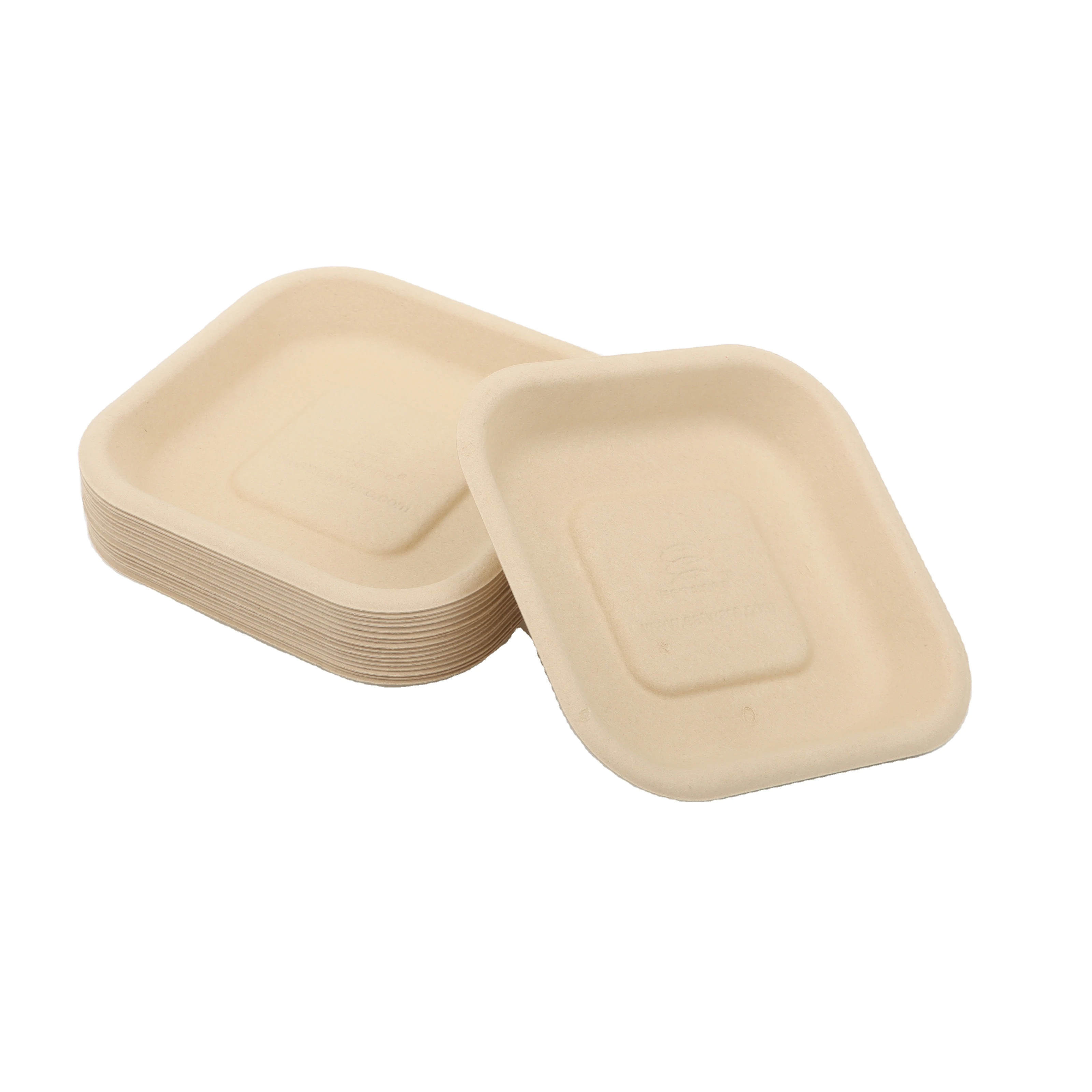 ECO-friendly Strong Charity party Square Plates Like Bamboo paper Compostable Plates Disposable 5 inch