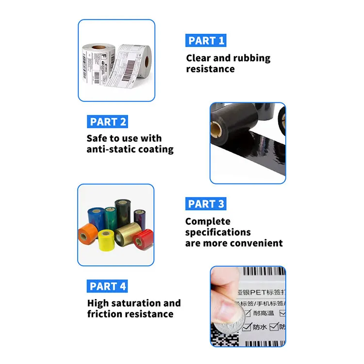 Wax Resin Mixed Ribbon 50*300 Factory Price Compatible Zebra Wax Resin Thermal Printer Carbon Ribbon Wax Resin