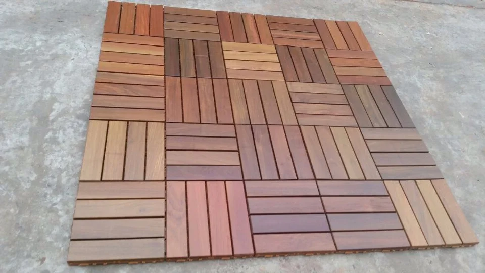 
300x300 mm IPE wood outdoor decking tiles for balcony garden terrance 