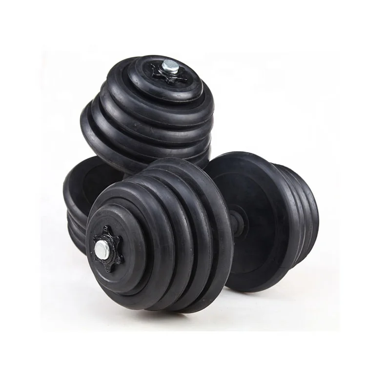 Reapbarbell Gym basic equipment 25kg black rubber dumbbell set