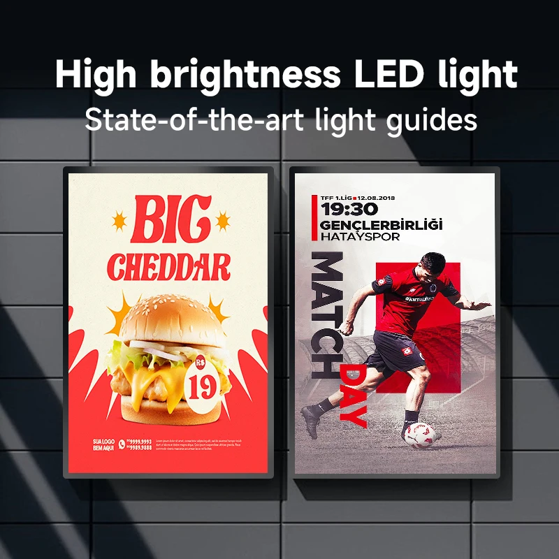 A1 A2 A3 A4 Design Indoor Exhibition LED Light Box Wall Mount Advertising LED Lightbox with Tempering Glass