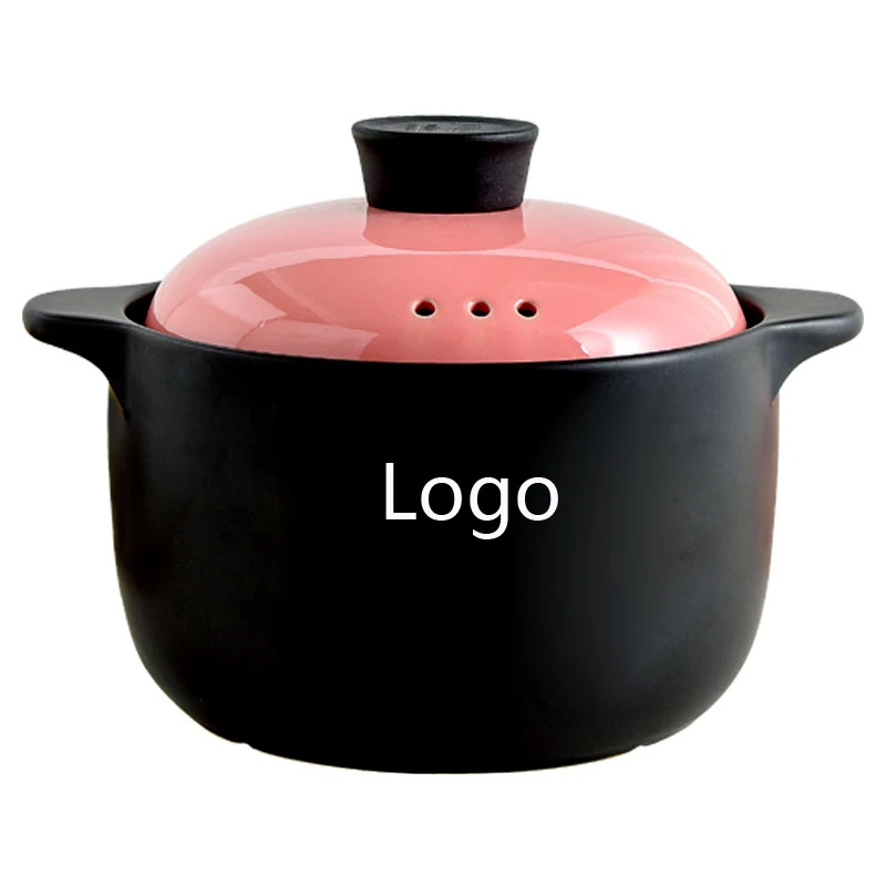 LFGB Factory Wholesale Customized Logo Stone Pot Cookware Ceramic Clay Pot with Cover Vegetable Ceramic Cookware