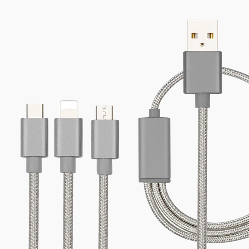 Multi USB Charging Cable USB Charger Cords,4ft/1.2m Nylon Braided 3 in 1 Charging USB Cable for Mobile Phones Tablets and More