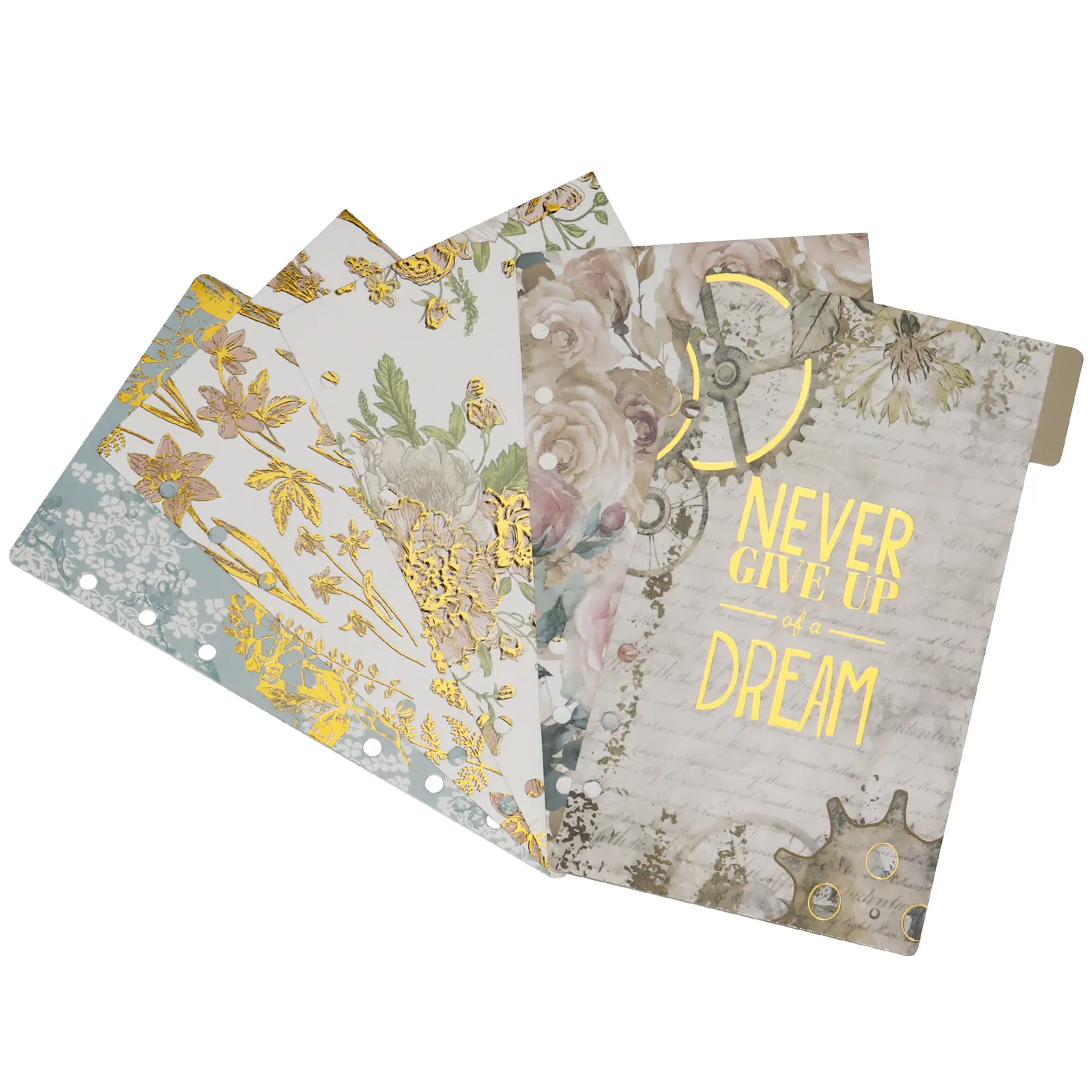 Foil stamping side tab planner divider A5 A6 cover planner binder inserts 5 tabs planners dividers sheet