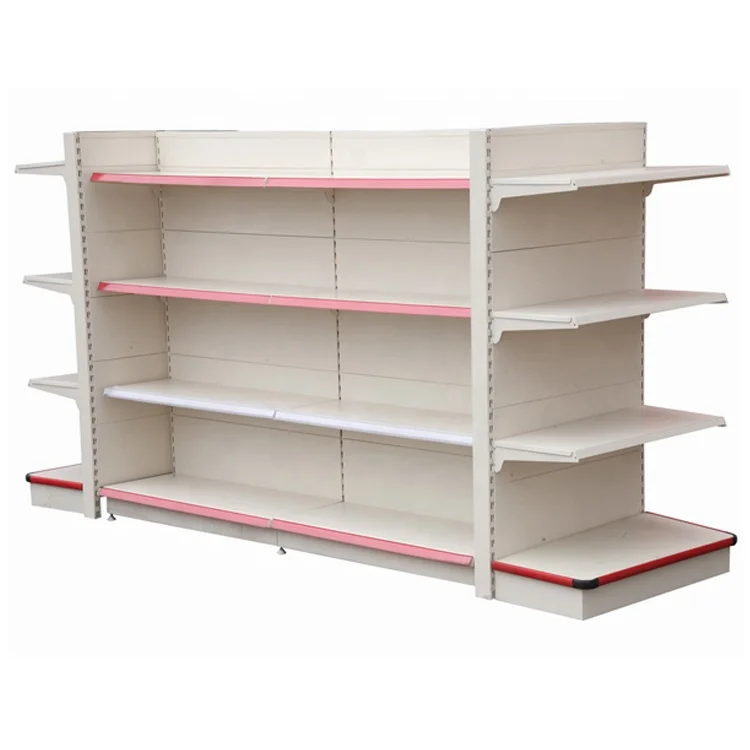 Double Surface Metal Steel Gondola Shelving Rack for Supermarket Retail Display Snacks
