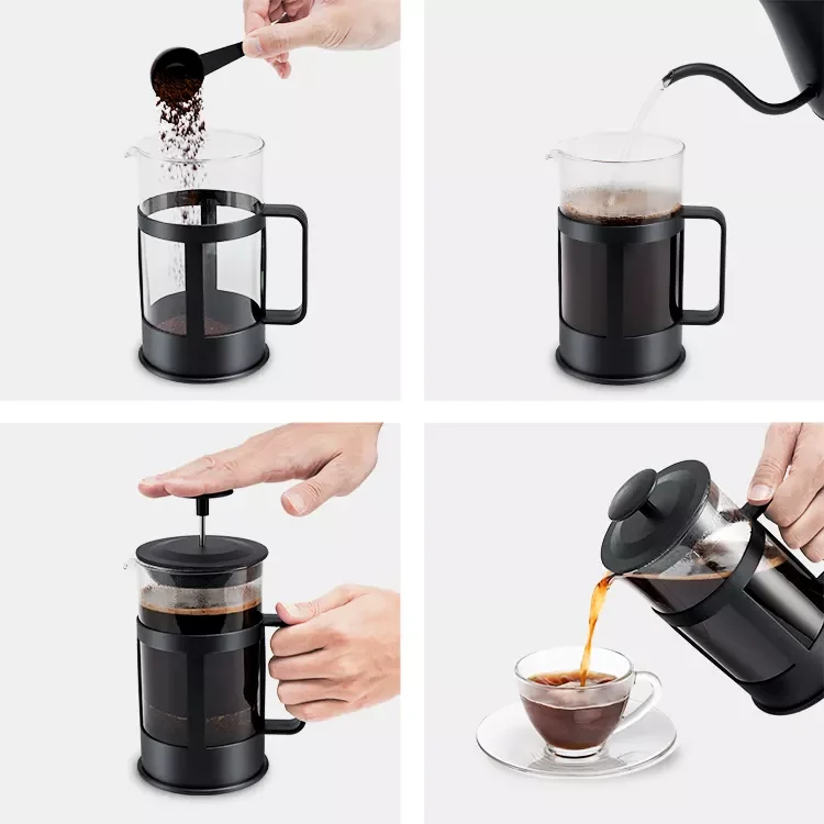 Customized 350/600ml Wholesale Custom Heat Resistant Portable Manual French Press Coffee Maker Prensa Francesa With Plunger