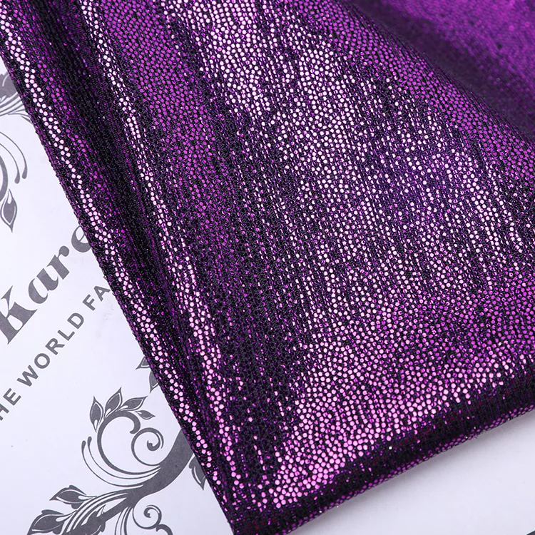 Customized Stretch Glitter Holographic Polyester Fabric Metallic Foil Lame Laser Stage Clothes Print Fabric for Dress