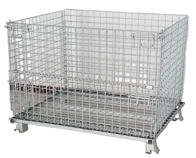Logistic Foldable Wire Mesh Container With Lid Heavy Duty collapsible steel wire pallet container with best