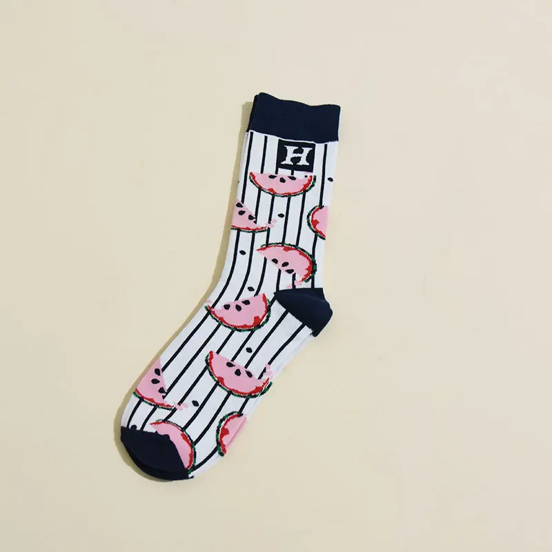 Custom Colorful Cotton Fruit Anime Cartoon 100% Cotton Cozy Crew Women Men Funny Fashion Socks
