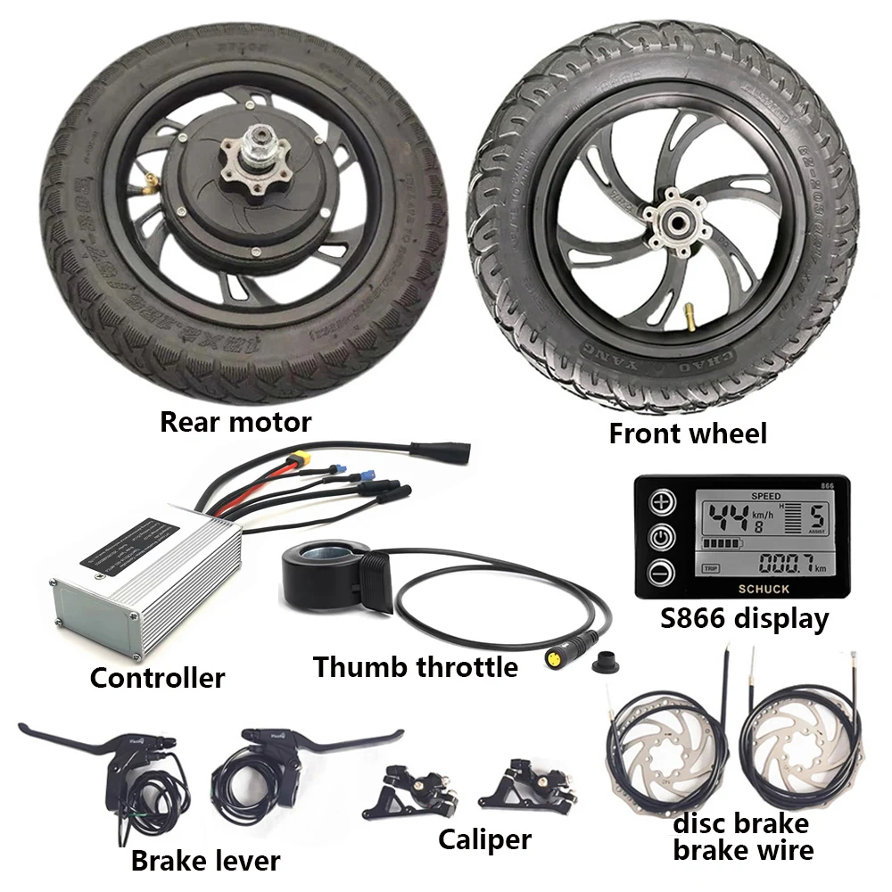 12 inch 36V 48V 500W Waterproof Connector Gearless Brushless Hub Motor Electric Bicycle Conversion Kit Scooter Motor Kit
