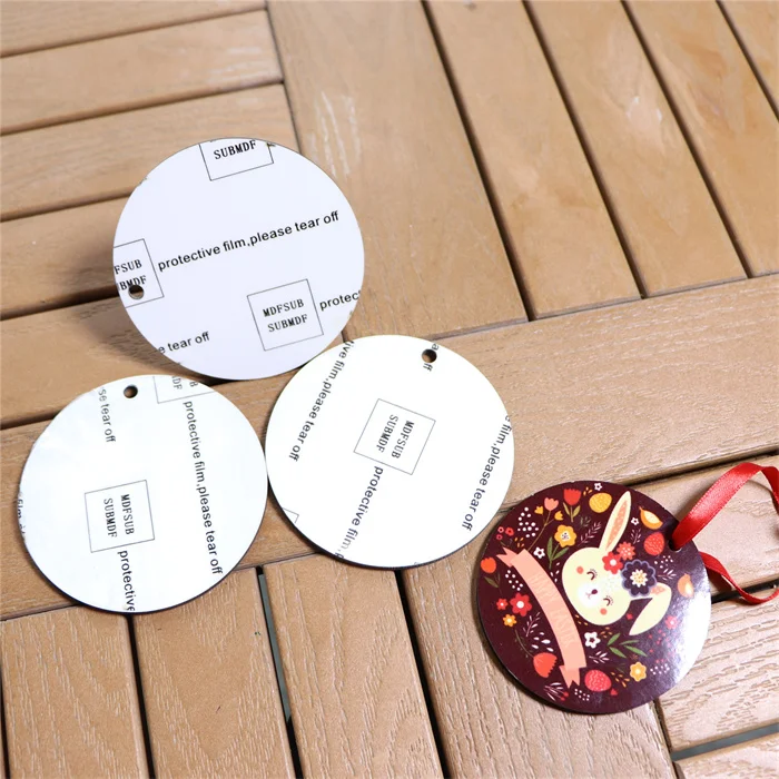 MDFSUB Personalized Hot Sales Xmas Decor Hanging 3 inch Round Wood White Blanks Sublimation MDF Ornament For Christmas