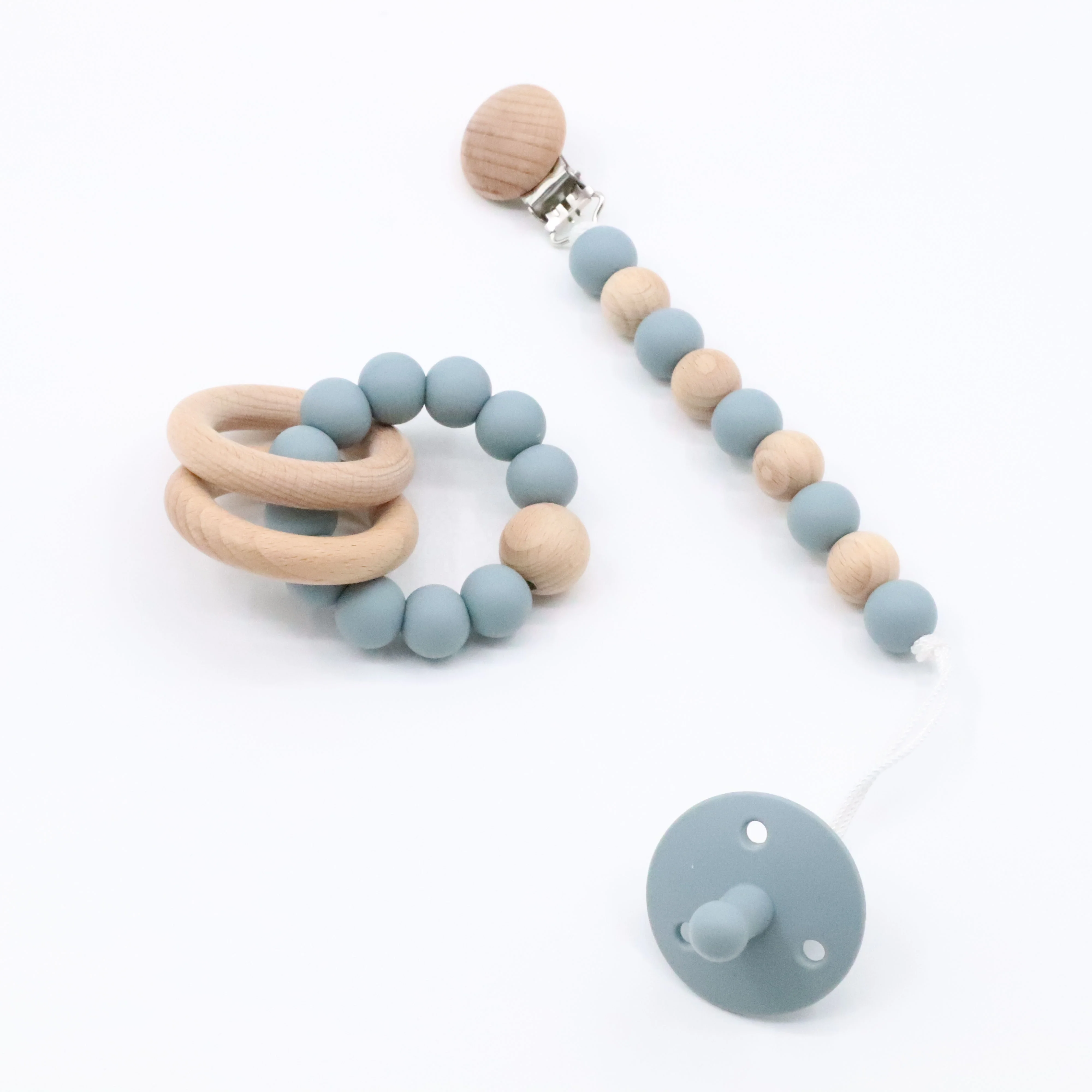 BPA  Free  Non-Toxic Silicone  Wooden Baby Pacifier Clip Chain