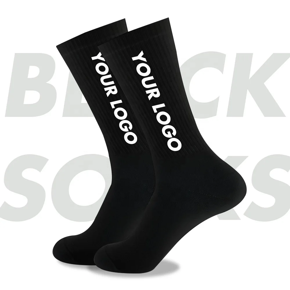 2022 Uron пользовательский бренд хлопковые черные носки пользовательские круглые мужские с пользовательским логотипом