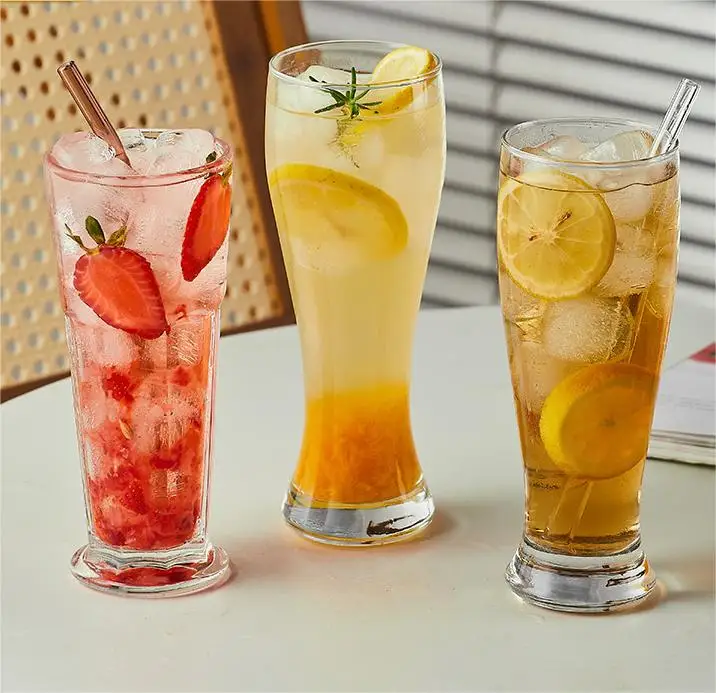 Gibraltar Octagonal Mojito Sparkling Glass Sublimation Beer Juice Fruit Tea Mug Straw Fruit Tea Beer Juice Sparkling Mojito