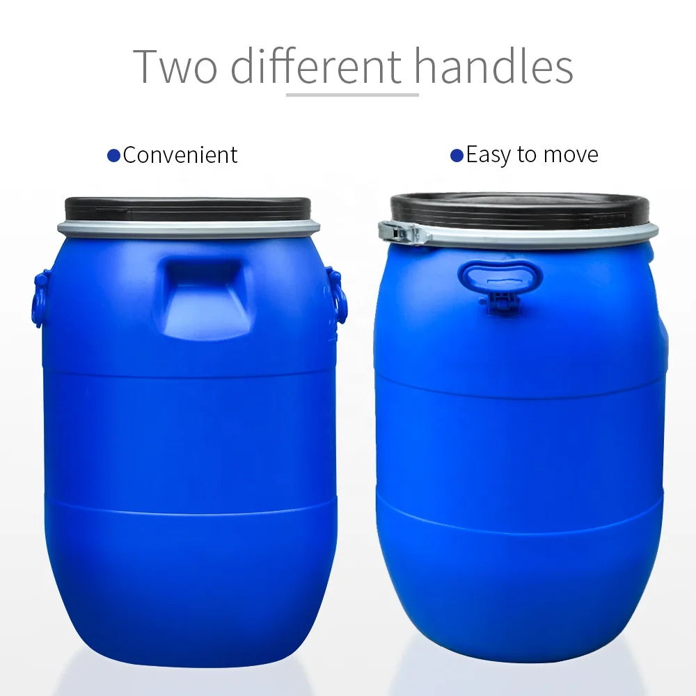 Синий пластиковый барабан HDPE 50 л с железным кольцом для химических