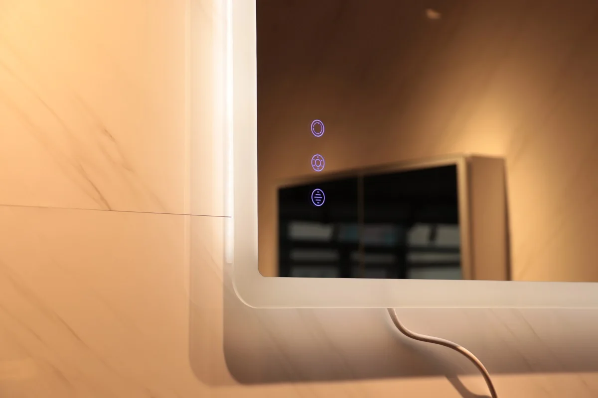 wholesale aluminum frameless rectangle modern bathroom decorative wall mirrors with led light