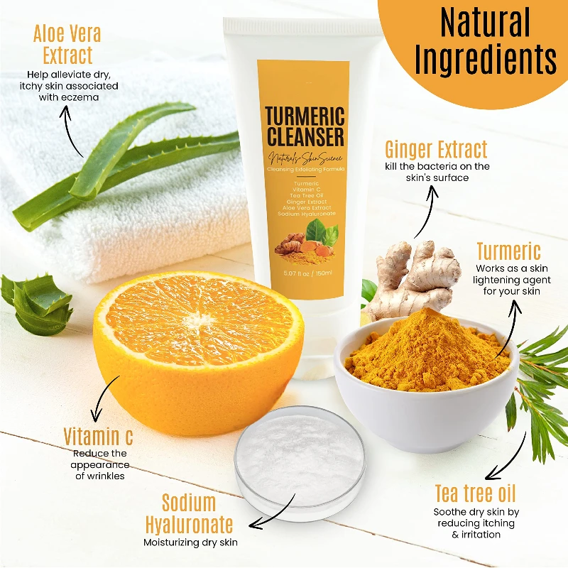 OEM ODM Deep Cleansing Foaming Turmeric Honey Face Wash Cleanser Acne Treatment Organic Moisturizing Turmeric Gel Facial Wash