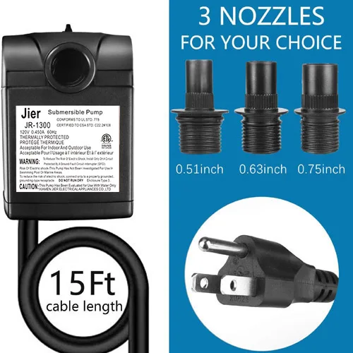 Submersible water pump JR-2500F with UL and CE certification