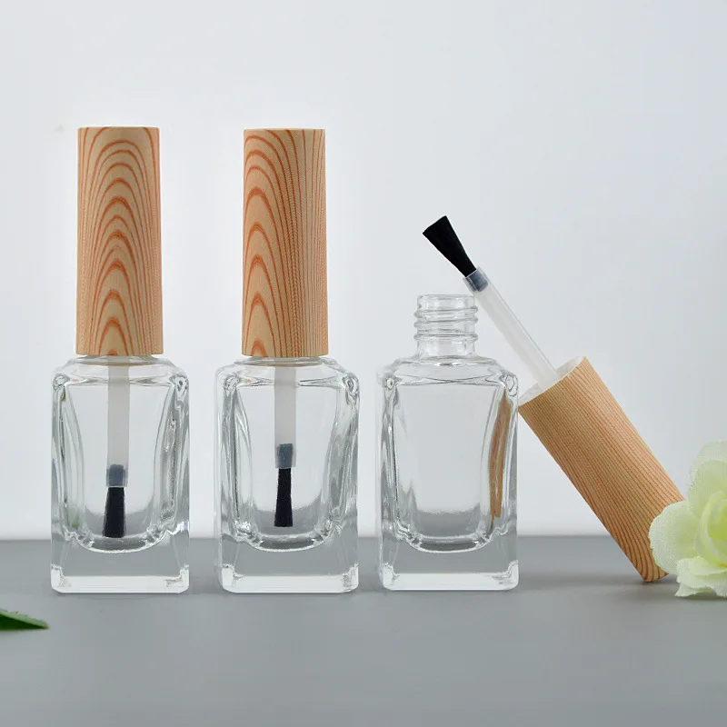 custom 8ml 10ml empty clear nail polish bottle mini translucent round nail lacquer oil liquid varnish glass bottle factory