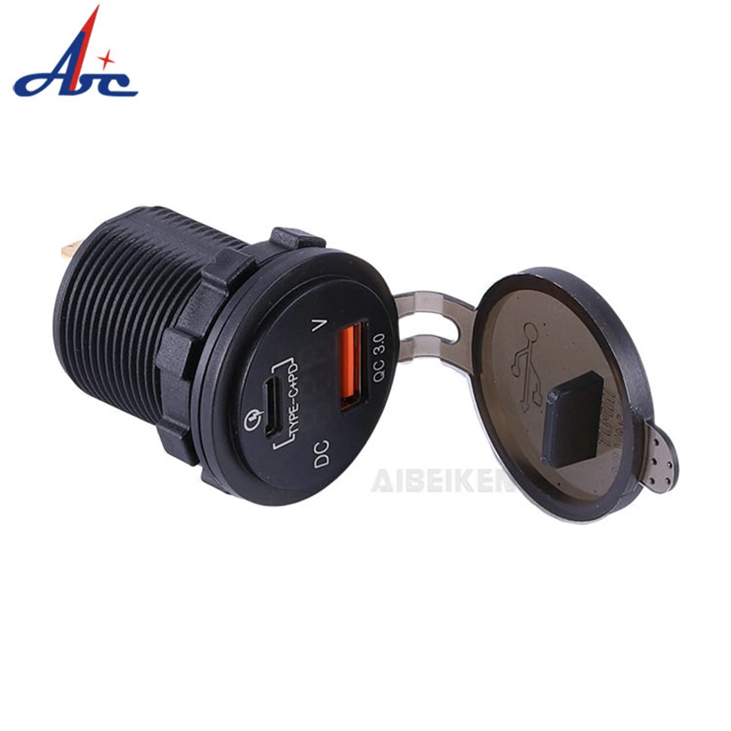12V USB Outlet 3.0 Dual USB Power Outlet DIY Car Charger Socket with Touch Switch intelligent 12V 24V Fast Charger Waterproof