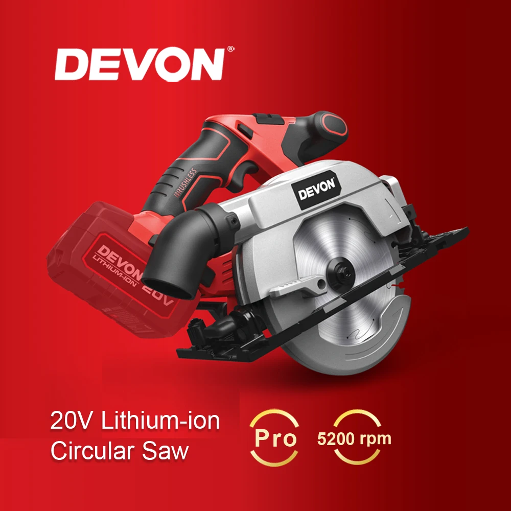 DEVON 5419-Li-20CS165  Electric Portable 165mm Cutter Brushless Cordless Circular Saw Power Tools Manufacturer