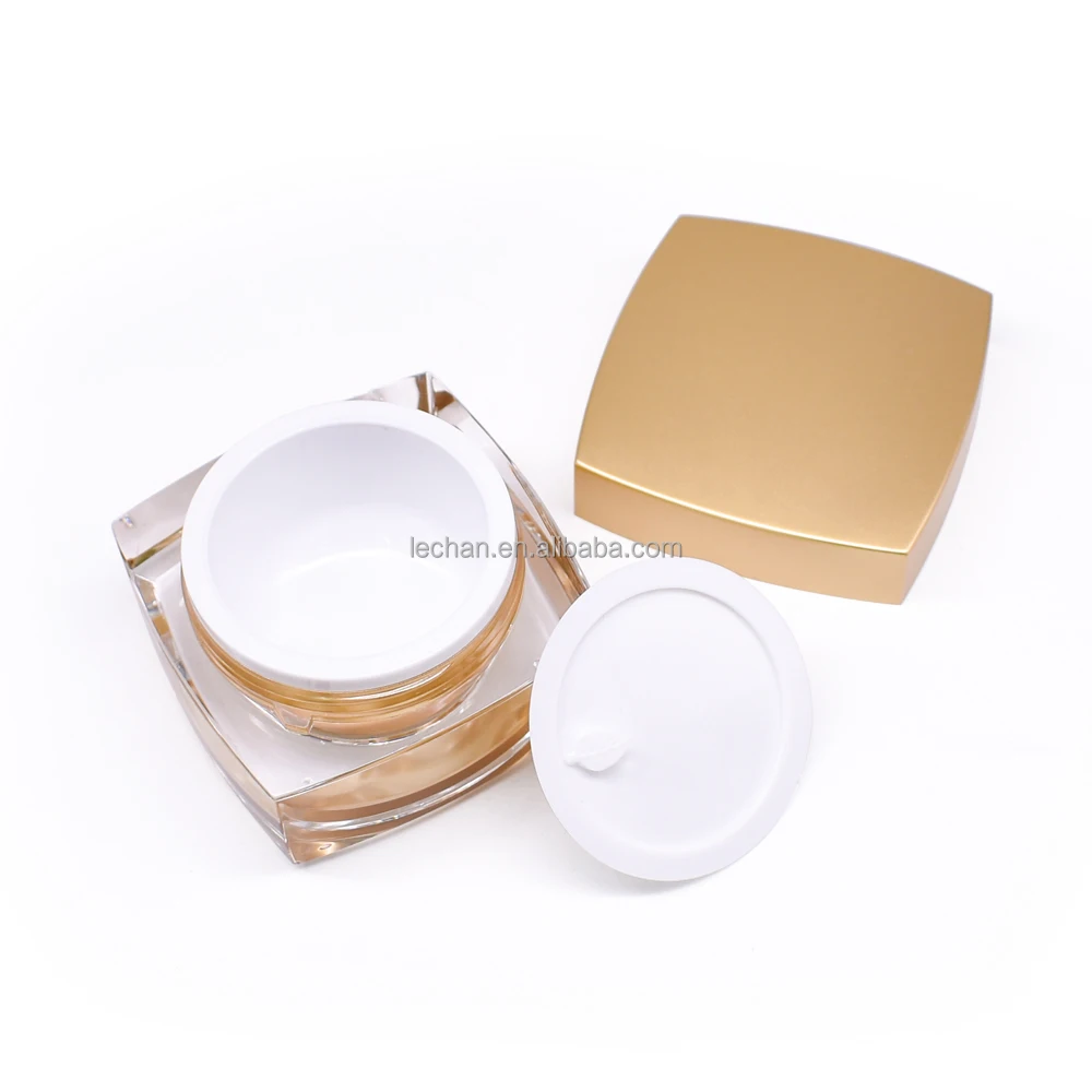 Fine workmanship 15g 20g 30g 50g Acrylic gold square jar face cream bottle eye cream jar