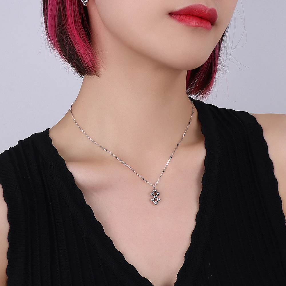 Fashion Jewelry Titanium Steel 18k Gold Earrings Ball Pendant Necklace