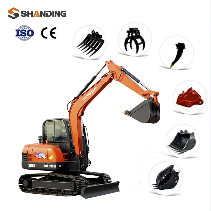 HOT SALE CE ISO EAC CERTIFIED 6 TON CRAWLER EXCAVATOR SD65E  6TON EARTH MOVING MACHINE FOR SALE 9 TON MINI EXCAVATOR