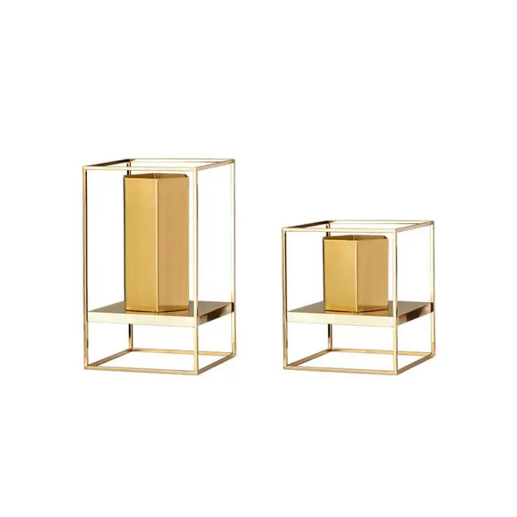 Gold flower vase with iron art Ornaments home decor luxury table vases flower vase home decor table shelf home decoration