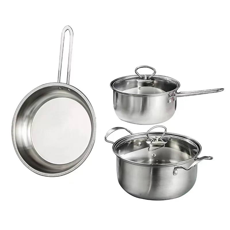 Factory Directly Stainless Steel Cookware Sets Granite Aluminum 3pcs Simple Kitchenware Set Non-Stick Cookware Granite