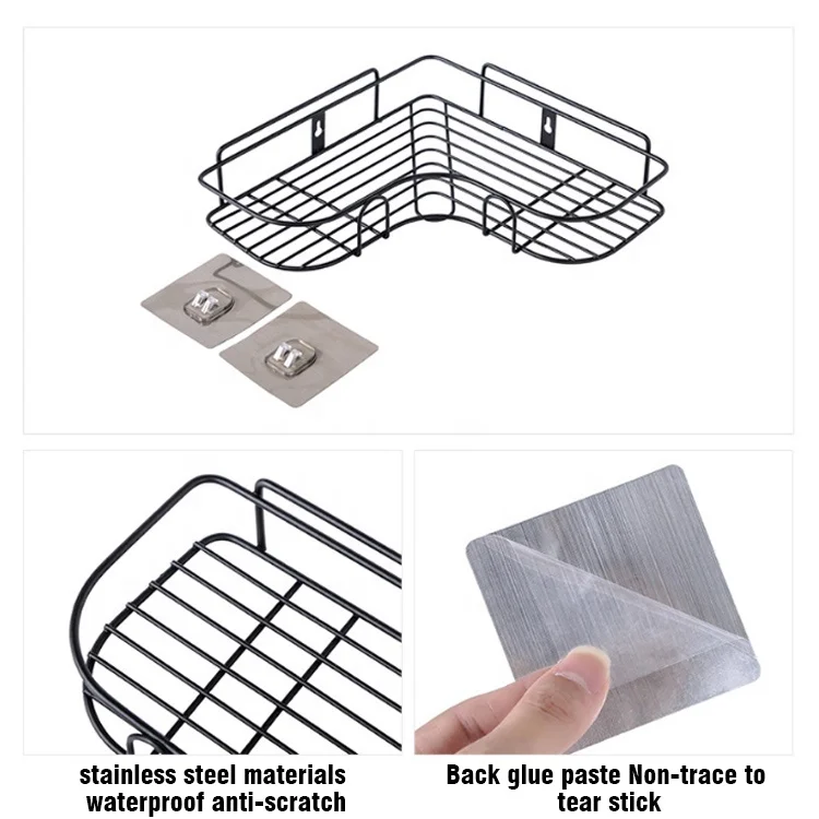 Guangdong HELI SUS 304 Stainless Steel Bathroom basket hanging shelf corner adhesive shower caddy Bathroom basket