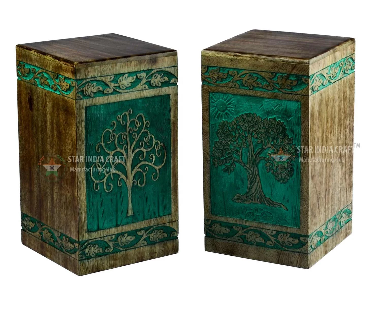 handcrafted wooden urns  Rosewood Tree of Life Cremation Wooden Urns for Human Ashes - Adult Large Urn for Ashes