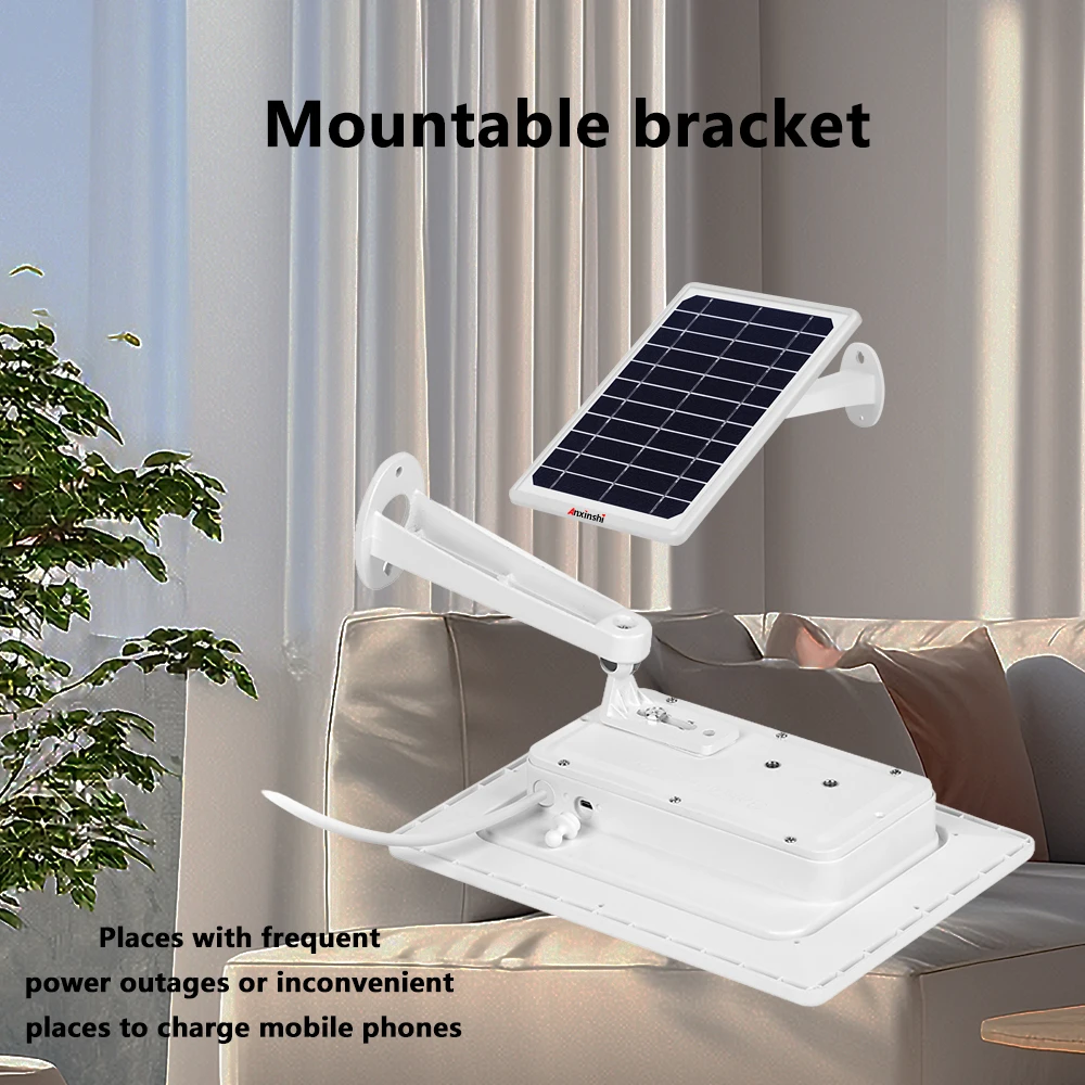 Anxinshi Brand Solar power bank Charger fro Mobile App support Type C Micro USB and iPhone Port