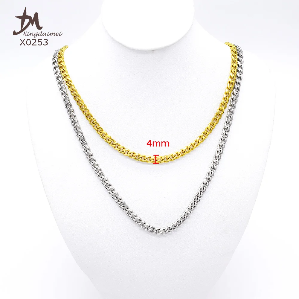 X0253 In Stock Wholesale Jewelry Price Stainless Steel Rope Chain 18K Gold Plated Filled Thin Necklace  Cuban Link Chains