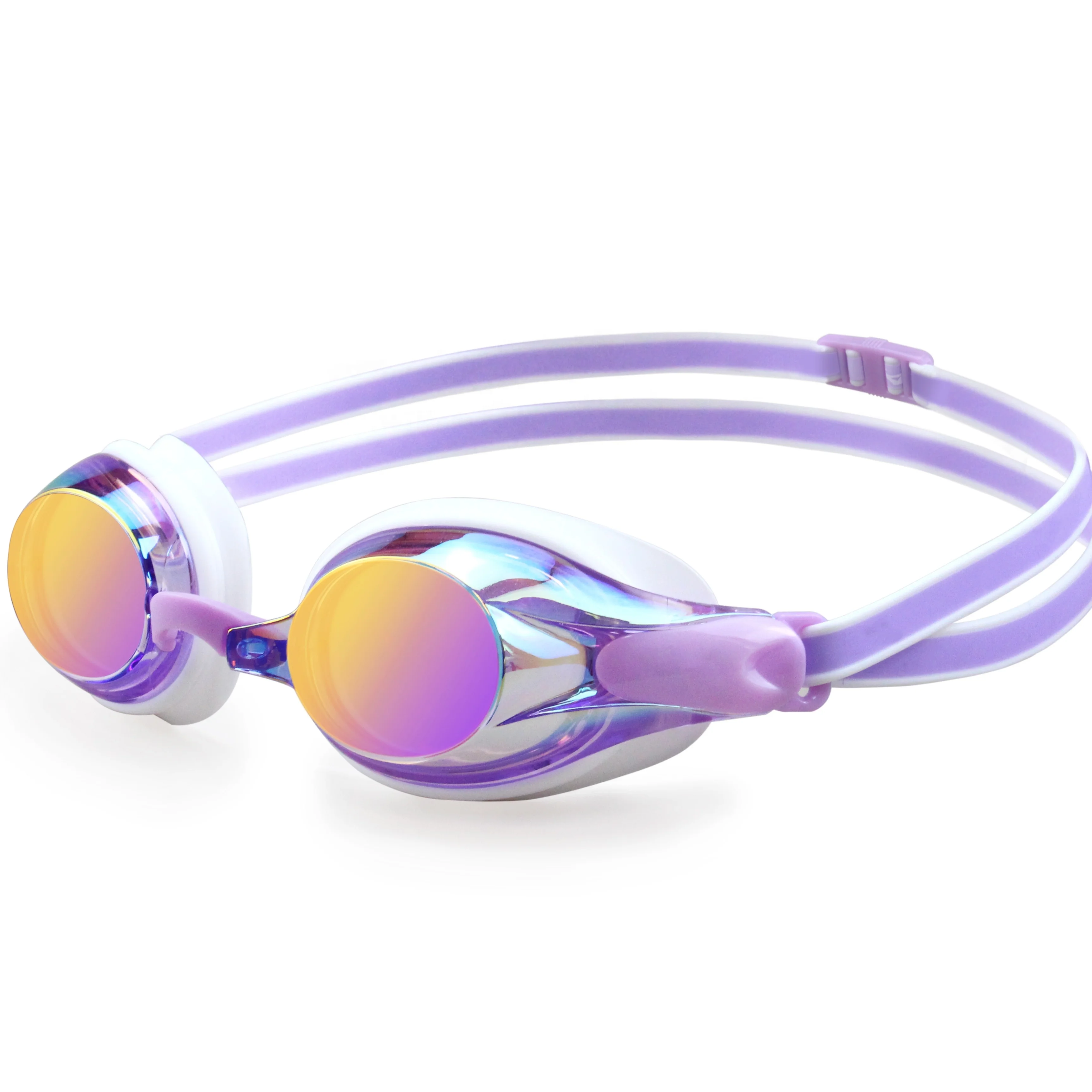 Racing triathlon anti-fog UV protection swimming gear swimming goggles with rainbow mirror coating and customized logo