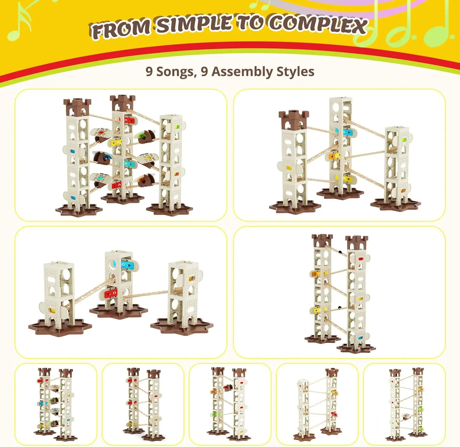 Marble Runs for Kids with Music Pillars STEM Toys with Marble Runs Music Educational Learning Marble Maze Track Toys for Kids
