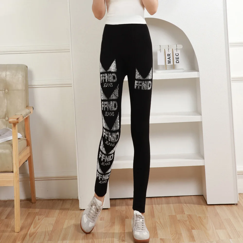 New Modal hot drill leggings Winter warm and fleecy niners high-waisted stretch hip lift yoga pants