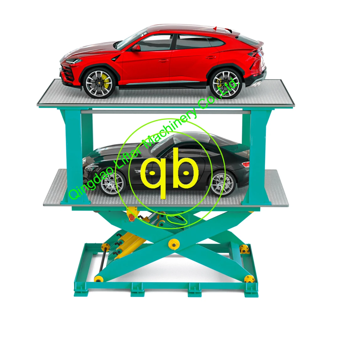 Hydraulic Stationary Pit Scissor Car Lift System for Home Garage and Basement Double Deck Underground Car Parking Equipment
