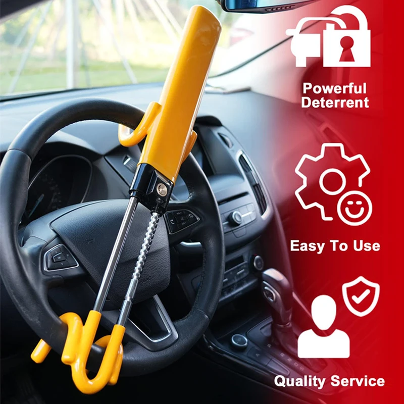 Universal Car Security Safety Products Anti-Theft Clamp Double Hook Steering Wheel Locks