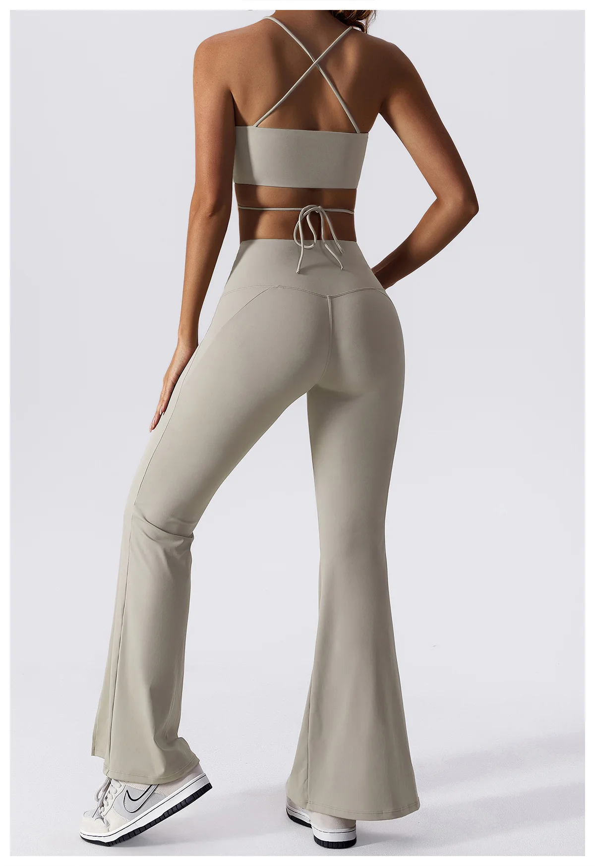 Aoyema Gymnastic Yoga Clothes Summer Women Flared Pants High Waist Tight Show Figure Sports Trousers casual bell bottom leggings