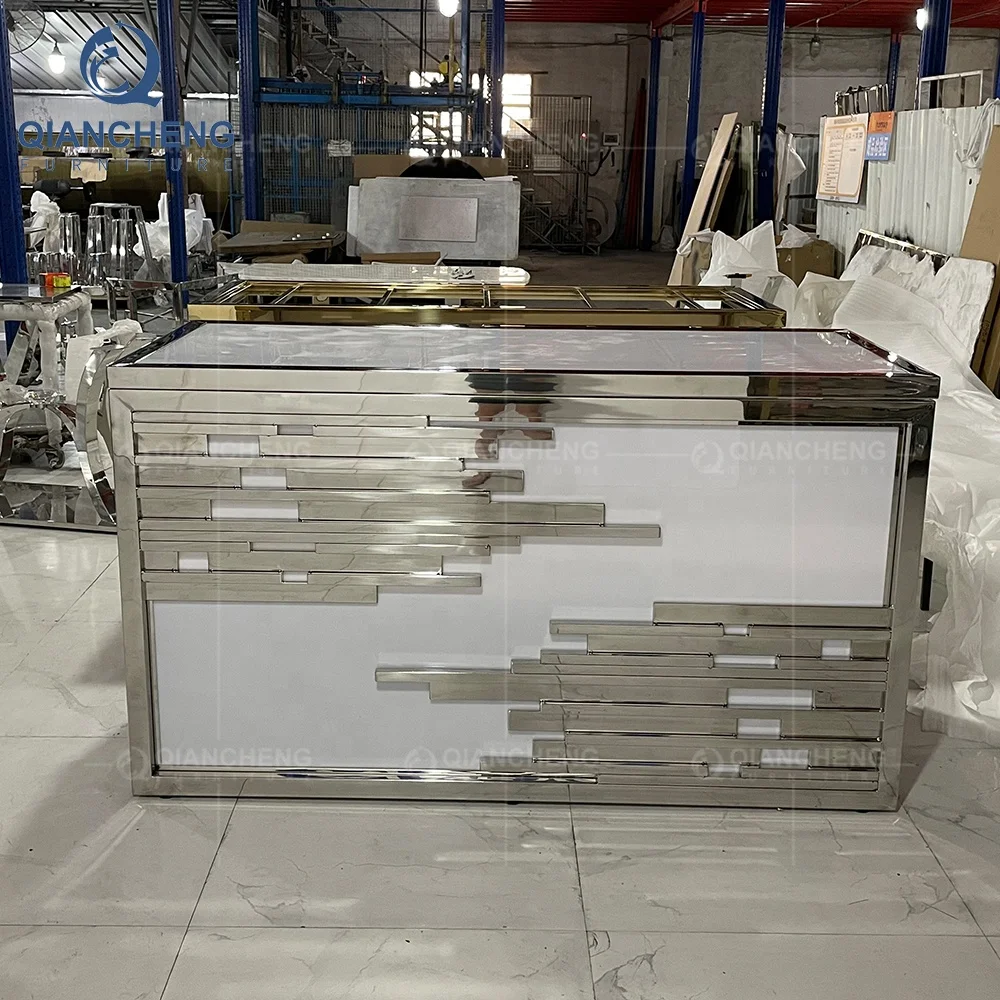 bar furniture commercial furniture outdoor wedding golden bar style table modern stainless steel chrome bar table party