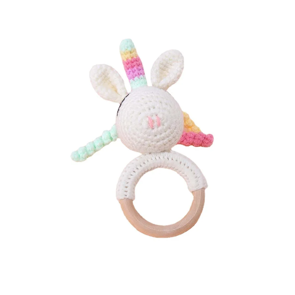 Baby sleeping comfort knitting rattle hand-held toy unicorn doll wool hand-woven rattle
