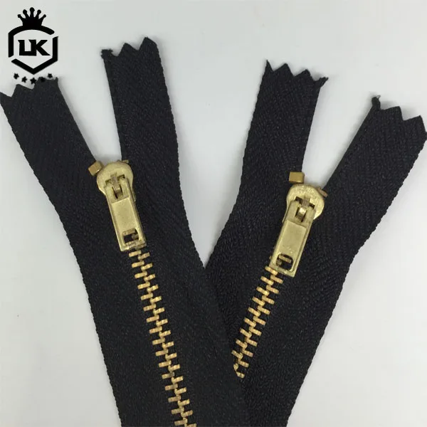 Lanke Custom High Quality Normal Teeth Metal Zipper Hot Sale Private Label #5 Brass Jeans Zipper For Garment Pants