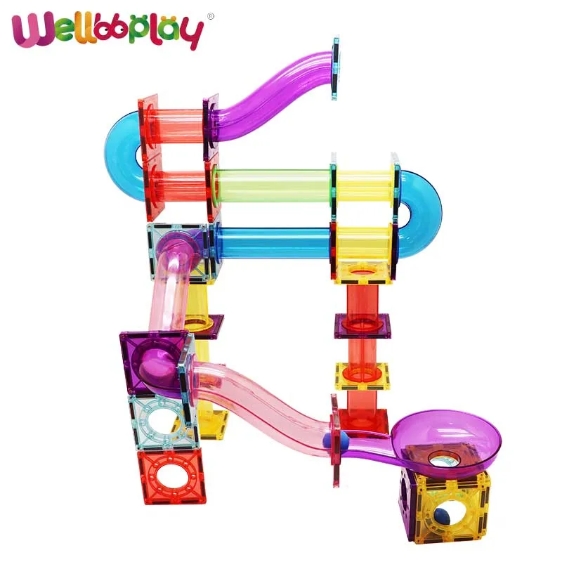 Best Sale 78PCS DIY Toy Creative Magnetic Tiles Block Educational Toy Magnetic Marble Run Construction Set Toy For Kids