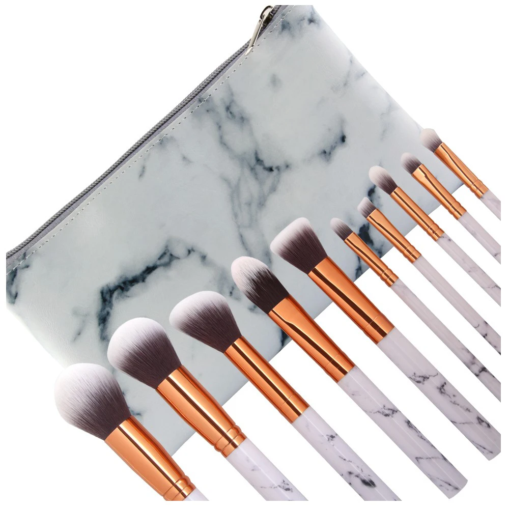 
High Quality 10Pcs Marble Makeup Brush,Cosmetic Makeup Brush Set,Custom logo Private Label Powder Brushes Makeup Brush Tool 