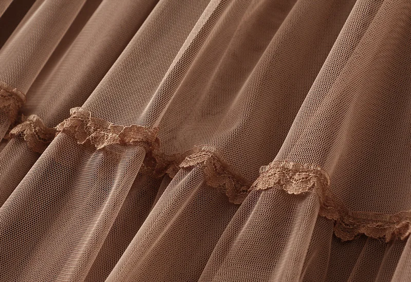 High Waist Sweet Patchwork Lace Tulle Skirt For Women