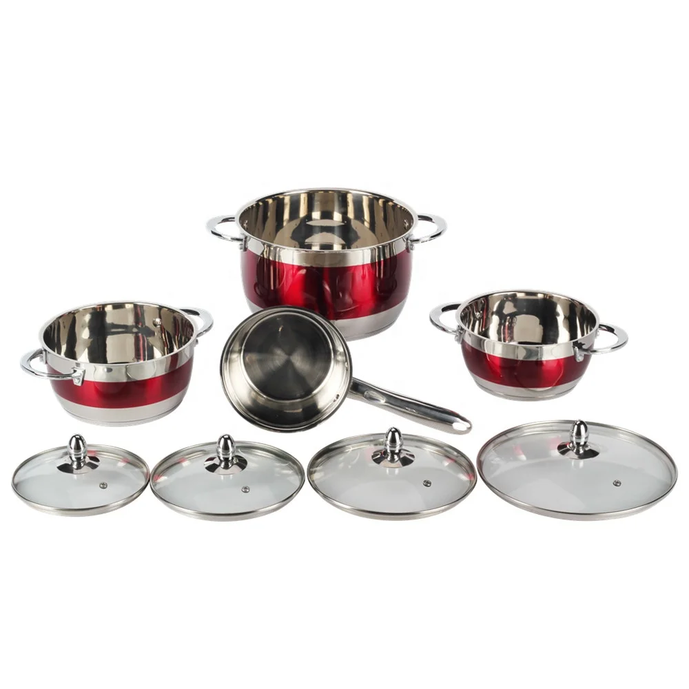 Pot with Lids, Saucepan and Casserole, 8-Piece Stainless Steel Induction Cookware Set