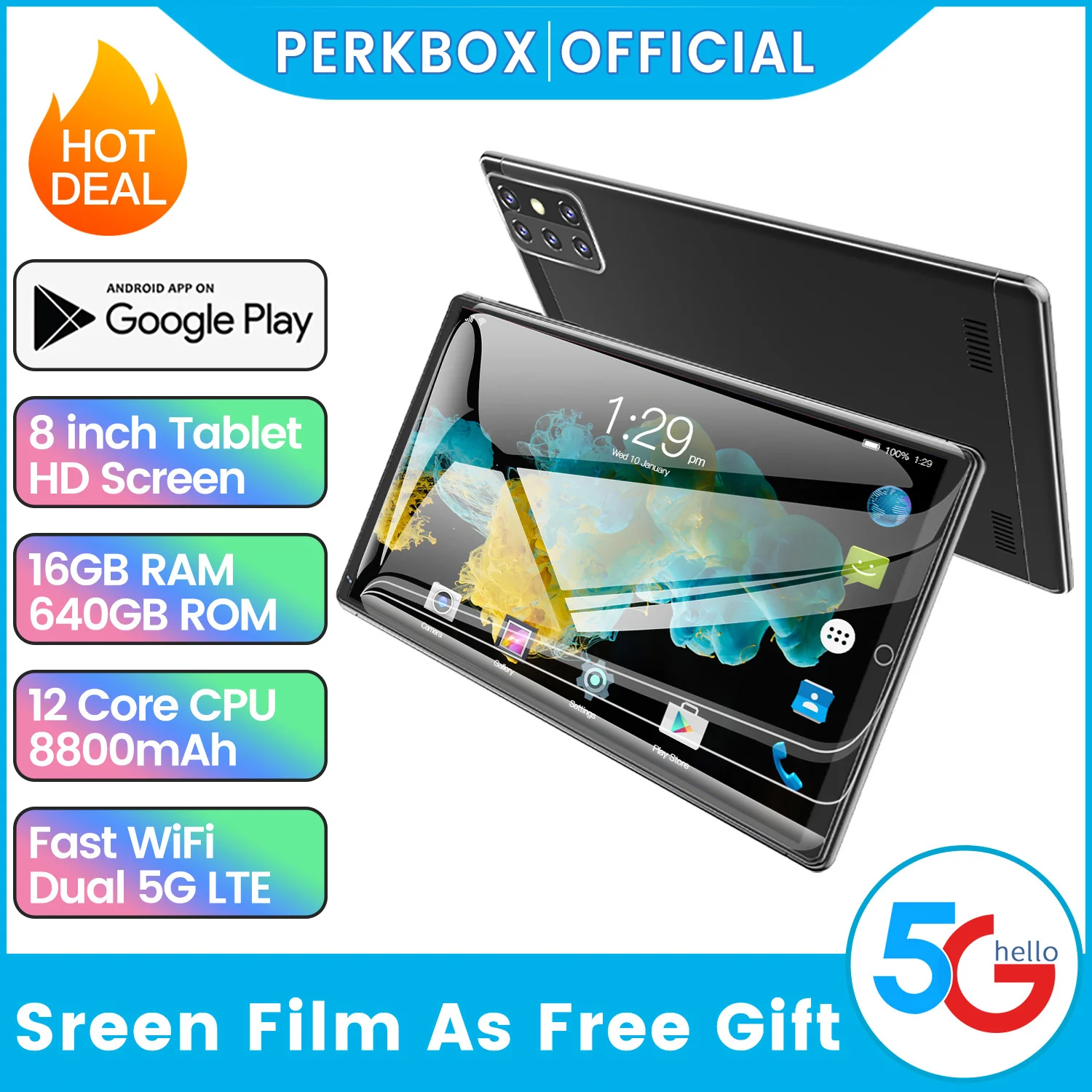 8Inch New Entertainment Education 12GB+640GB  Dual Sim Touch Screen Android Tablet Pc Octa-Core Tablet Pc 8Inch